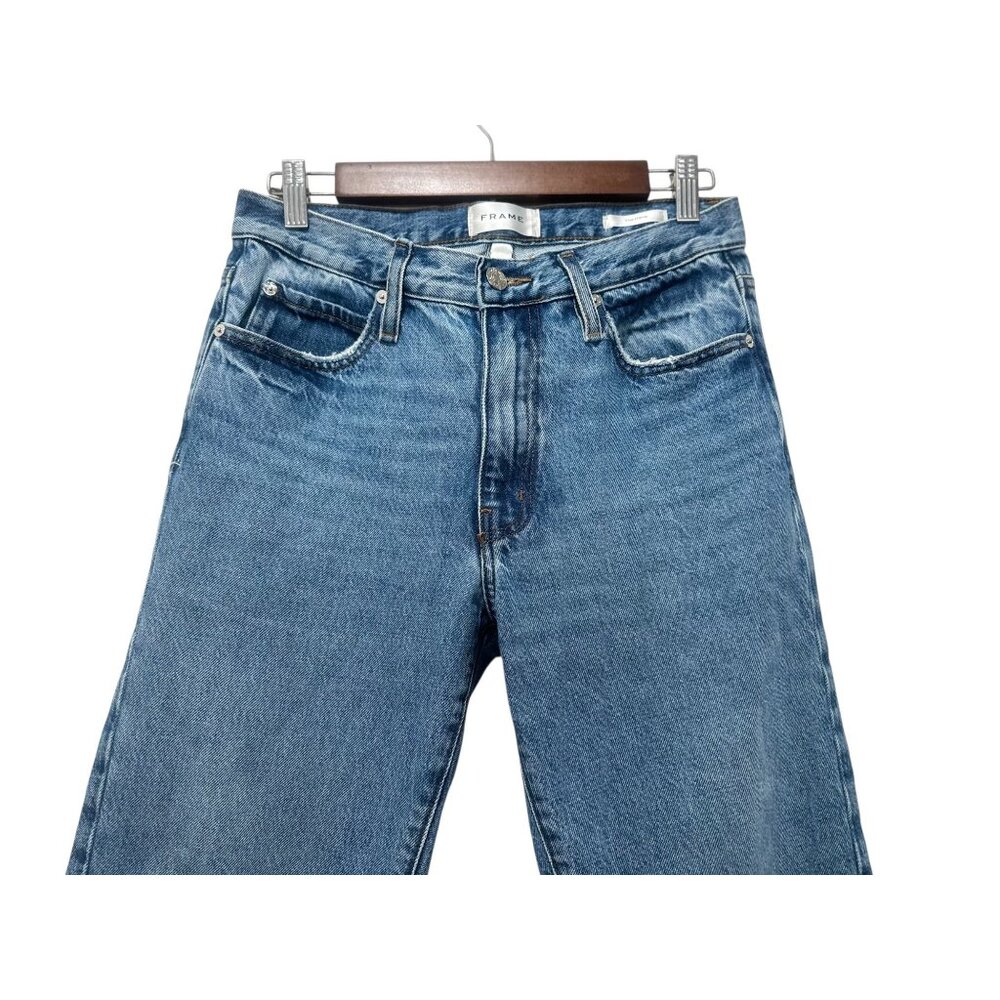 Frame The Hang Jeans Womens 25 Blue Selvedge Straight Leg Mid Rise Rigid Cotton - Picture 7 of 14
